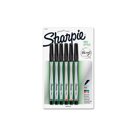 Sanford Sharpie Marker Pen, Fine, Bleed-Resistant, Assorted Ink, 6/Pack 1976527